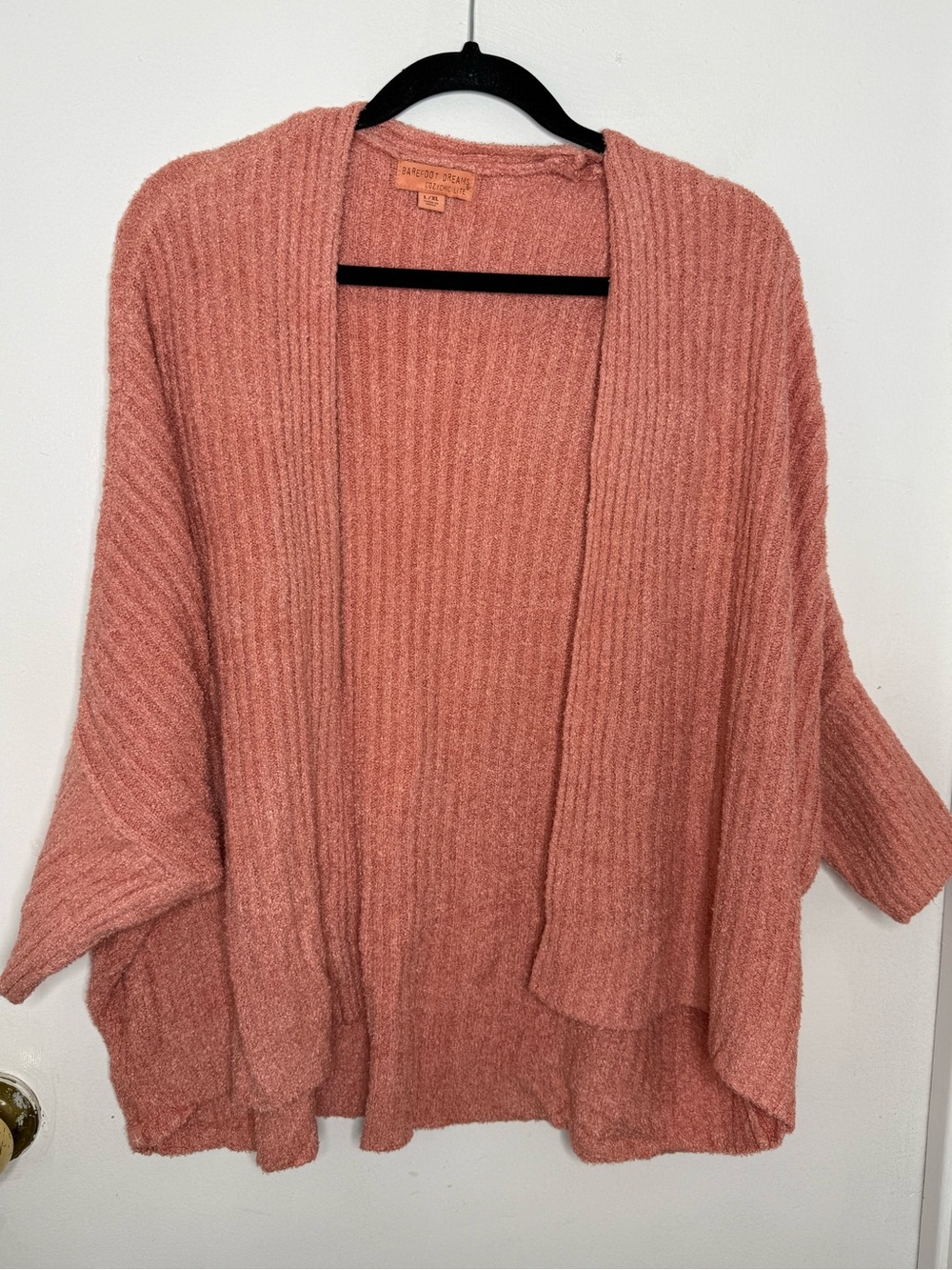 Barefoot Dreams Open Ribbed Cardigan - Coral Pink
